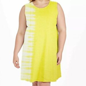 Fresh Produce Marissa Cotton Summer Dress Sleeveless Yellow Tie Dye Dress sz 1X